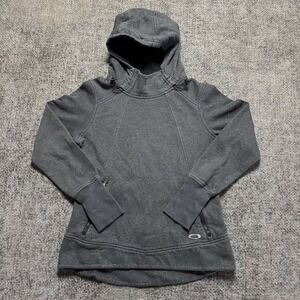 Oakley‎ Hoodie Women Small Gray Scuba Neck Fleece Thumbhole Technical Pullover